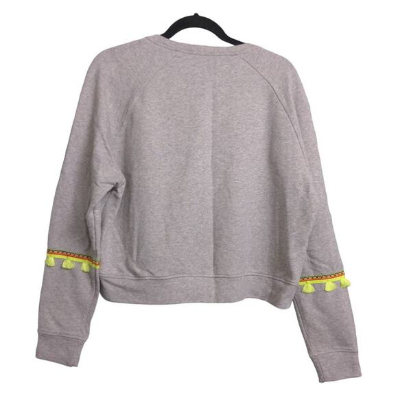 Generation Love Pullover Sweatshirt Women's M Gray Yellow Tassels Trim - Picture 2 of 6